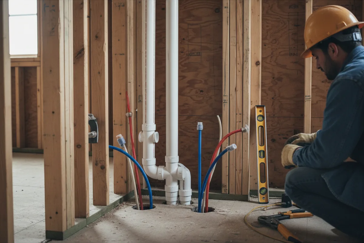 Drain and supply rough-in during Leak Detection in Oakfield