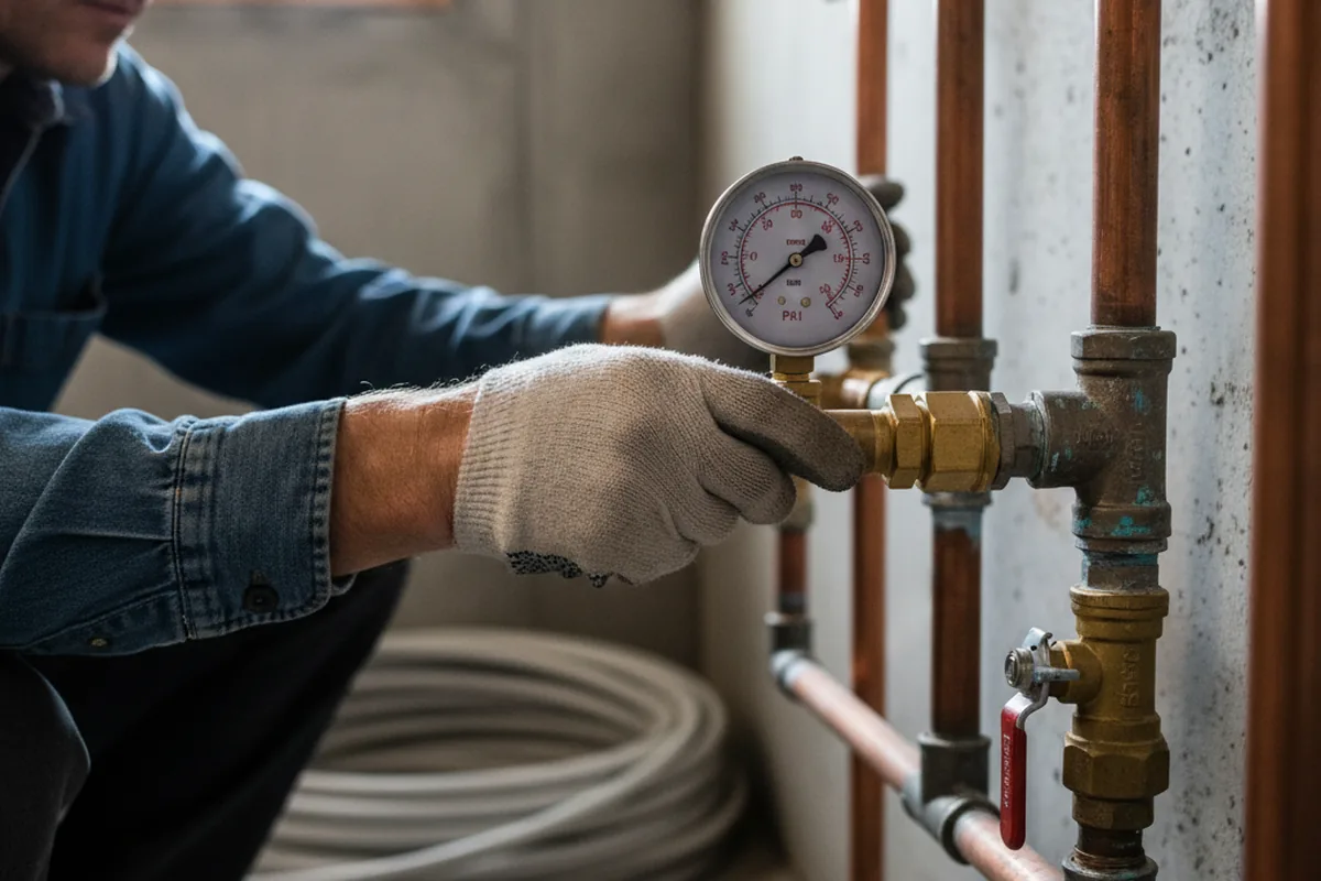 Pressure testing a repaired line during Water Line Repair in Oakfield