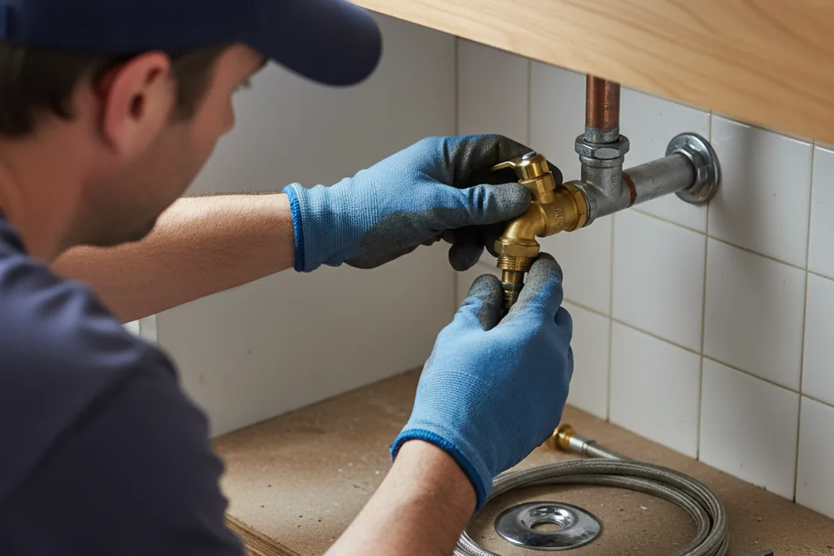 Shutoff valve and fitting work during Burst Pipe Repair in Oakfield